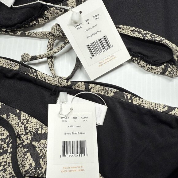 Andie Bikini Set Snake String Bikini Top Sz M & Riviera Bikini Bottom Size L - Picture 11 of 11
